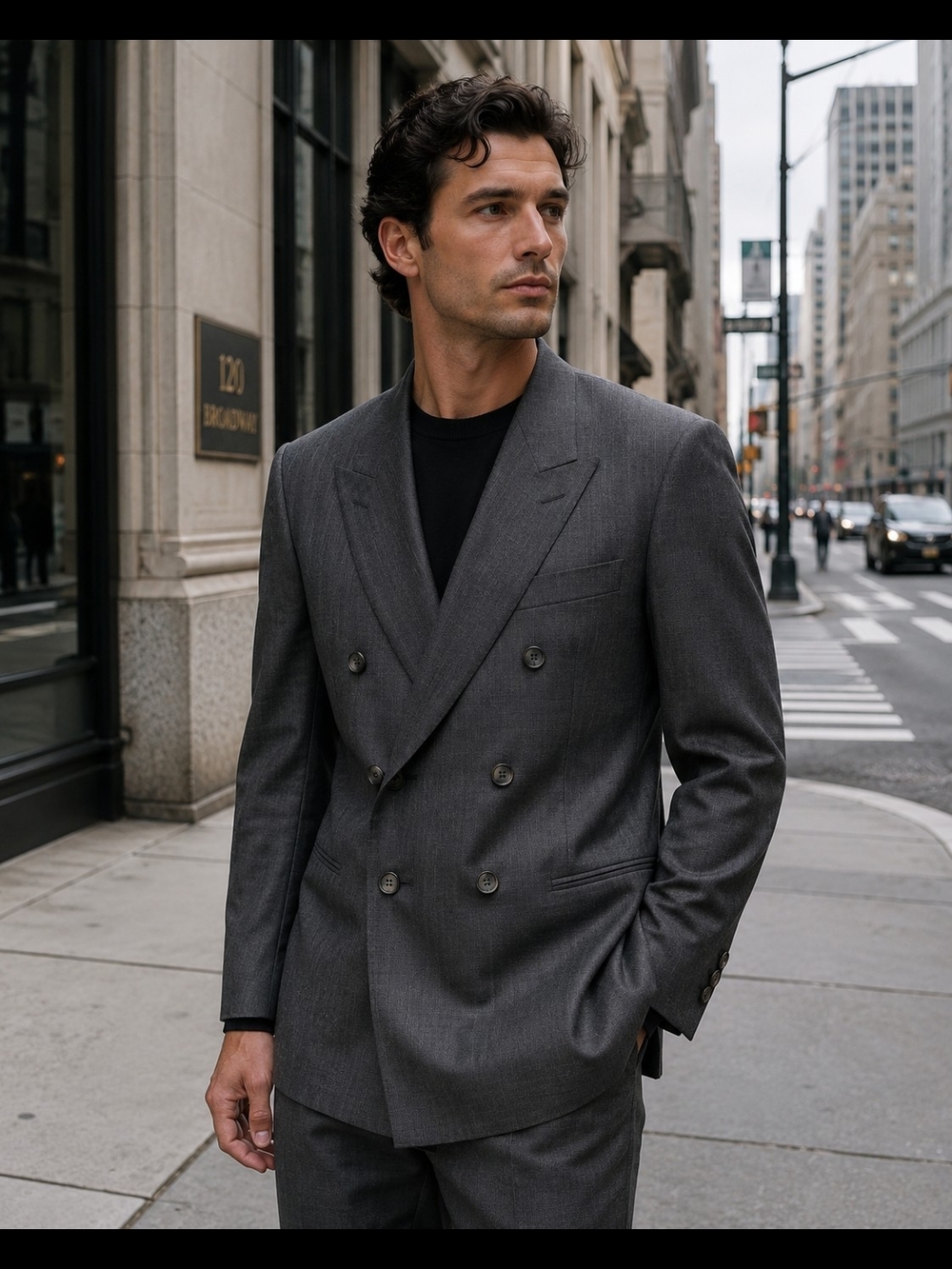 44L Men's Unbranded Vintage Blazer Double Breasted Gray Wool Blend Sport Coat